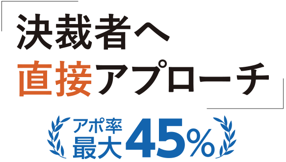決裁者へ直接アプローチ、アポ率最大45％